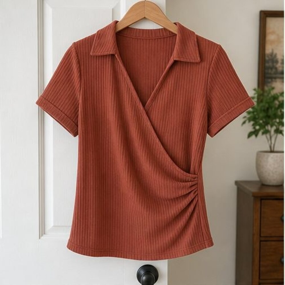 Rust Wrap Blouse